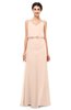 ColsBM Sasha Peach Puree Bridesmaid Dresses Column Simple Floor Length Sleeveless Zip up V-neck