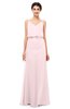 ColsBM Sasha Petal Pink Bridesmaid Dresses Column Simple Floor Length Sleeveless Zip up V-neck