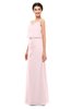 ColsBM Sasha Petal Pink Bridesmaid Dresses Column Simple Floor Length Sleeveless Zip up V-neck