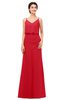 ColsBM Sasha Red Bridesmaid Dresses Column Simple Floor Length Sleeveless Zip up V-neck