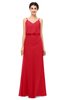 ColsBM Sasha Red Bridesmaid Dresses Column Simple Floor Length Sleeveless Zip up V-neck