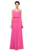 ColsBM Sasha Rose Pink Bridesmaid Dresses Column Simple Floor Length Sleeveless Zip up V-neck