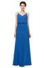 ColsBM Sasha Royal Blue Bridesmaid Dresses Column Simple Floor Length Sleeveless Zip up V-neck