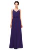 ColsBM Sasha Royal Purple Bridesmaid Dresses Column Simple Floor Length Sleeveless Zip up V-neck