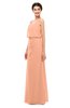 ColsBM Sasha Salmon Bridesmaid Dresses Column Simple Floor Length Sleeveless Zip up V-neck