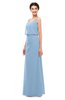ColsBM Sasha Sky Blue Bridesmaid Dresses Column Simple Floor Length Sleeveless Zip up V-neck