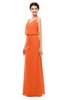 ColsBM Sasha Tangerine Bridesmaid Dresses Column Simple Floor Length Sleeveless Zip up V-neck