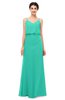 ColsBM Sasha Viridian Green Bridesmaid Dresses Column Simple Floor Length Sleeveless Zip up V-neck