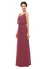 ColsBM Sasha Wine Bridesmaid Dresses Column Simple Floor Length Sleeveless Zip up V-neck