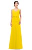 ColsBM Sasha Yellow Bridesmaid Dresses Column Simple Floor Length Sleeveless Zip up V-neck