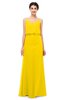 ColsBM Sasha Yellow Bridesmaid Dresses Column Simple Floor Length Sleeveless Zip up V-neck