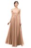 ColsBM Lilith Almost Apricot Bridesmaid Dresses Off The Shoulder Pleated Short Sleeve Romantic Zip up A-line