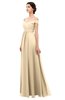 ColsBM Lilith Apricot Gelato Bridesmaid Dresses Off The Shoulder Pleated Short Sleeve Romantic Zip up A-line