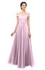 ColsBM Lilith Baby Pink Bridesmaid Dresses Off The Shoulder Pleated Short Sleeve Romantic Zip up A-line