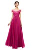 ColsBM Lilith Beetroot Purple Bridesmaid Dresses Off The Shoulder Pleated Short Sleeve Romantic Zip up A-line