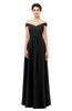 ColsBM Lilith Black Bridesmaid Dresses Off The Shoulder Pleated Short Sleeve Romantic Zip up A-line
