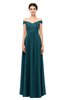 ColsBM Lilith Blue Green Bridesmaid Dresses Off The Shoulder Pleated Short Sleeve Romantic Zip up A-line