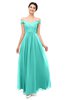 ColsBM Lilith Blue Turquoise Bridesmaid Dresses Off The Shoulder Pleated Short Sleeve Romantic Zip up A-line