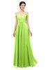 ColsBM Lilith Bright Green Bridesmaid Dresses Off The Shoulder Pleated Short Sleeve Romantic Zip up A-line