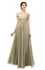 ColsBM Lilith Candied Ginger Bridesmaid Dresses Off The Shoulder Pleated Short Sleeve Romantic Zip up A-line