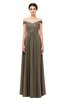 ColsBM Lilith Carafe Brown Bridesmaid Dresses Off The Shoulder Pleated Short Sleeve Romantic Zip up A-line