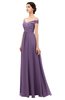 ColsBM Lilith Chinese Violet Bridesmaid Dresses Off The Shoulder Pleated Short Sleeve Romantic Zip up A-line