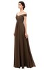 ColsBM Lilith Chocolate Brown Bridesmaid Dresses Off The Shoulder Pleated Short Sleeve Romantic Zip up A-line