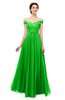 ColsBM Lilith Classic Green Bridesmaid Dresses Off The Shoulder Pleated Short Sleeve Romantic Zip up A-line