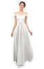 ColsBM Lilith Cloud White Bridesmaid Dresses Off The Shoulder Pleated Short Sleeve Romantic Zip up A-line