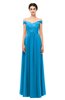 ColsBM Lilith Cornflower Blue Bridesmaid Dresses Off The Shoulder Pleated Short Sleeve Romantic Zip up A-line