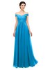 ColsBM Lilith Cornflower Blue Bridesmaid Dresses Off The Shoulder Pleated Short Sleeve Romantic Zip up A-line