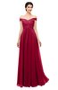 ColsBM Lilith Dark Red Bridesmaid Dresses Off The Shoulder Pleated Short Sleeve Romantic Zip up A-line