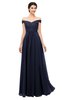 ColsBM Lilith Dark Sapphire Bridesmaid Dresses Off The Shoulder Pleated Short Sleeve Romantic Zip up A-line
