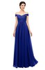 ColsBM Lilith Electric Blue Bridesmaid Dresses Off The Shoulder Pleated Short Sleeve Romantic Zip up A-line
