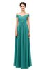 ColsBM Lilith Emerald Green Bridesmaid Dresses Off The Shoulder Pleated Short Sleeve Romantic Zip up A-line
