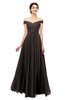 ColsBM Lilith Fudge Brown Bridesmaid Dresses Off The Shoulder Pleated Short Sleeve Romantic Zip up A-line