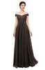 ColsBM Lilith Fudge Brown Bridesmaid Dresses Off The Shoulder Pleated Short Sleeve Romantic Zip up A-line