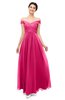 ColsBM Lilith Fuschia Bridesmaid Dresses Off The Shoulder Pleated Short Sleeve Romantic Zip up A-line