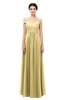 ColsBM Lilith Gold Bridesmaid Dresses Off The Shoulder Pleated Short Sleeve Romantic Zip up A-line
