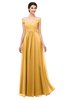 ColsBM Lilith Golden Cream Bridesmaid Dresses Off The Shoulder Pleated Short Sleeve Romantic Zip up A-line