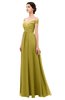 ColsBM Lilith Golden Olive Bridesmaid Dresses Off The Shoulder Pleated Short Sleeve Romantic Zip up A-line