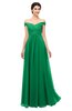 ColsBM Lilith Green Bridesmaid Dresses Off The Shoulder Pleated Short Sleeve Romantic Zip up A-line
