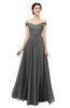 ColsBM Lilith Grey Bridesmaid Dresses Off The Shoulder Pleated Short Sleeve Romantic Zip up A-line