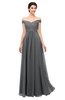 ColsBM Lilith Grey Bridesmaid Dresses Off The Shoulder Pleated Short Sleeve Romantic Zip up A-line