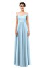 ColsBM Lilith Ice Blue Bridesmaid Dresses Off The Shoulder Pleated Short Sleeve Romantic Zip up A-line