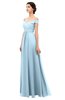 ColsBM Lilith Ice Blue Bridesmaid Dresses Off The Shoulder Pleated Short Sleeve Romantic Zip up A-line