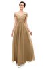 ColsBM Lilith Indian Tan Bridesmaid Dresses Off The Shoulder Pleated Short Sleeve Romantic Zip up A-line