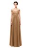 ColsBM Lilith Light Brown Bridesmaid Dresses Off The Shoulder Pleated Short Sleeve Romantic Zip up A-line