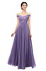 ColsBM Lilith Lilac Bridesmaid Dresses Off The Shoulder Pleated Short Sleeve Romantic Zip up A-line