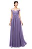 ColsBM Lilith Lilac Bridesmaid Dresses Off The Shoulder Pleated Short Sleeve Romantic Zip up A-line